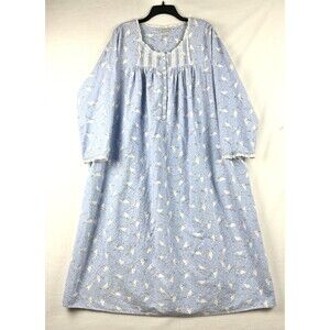 Vtg Cottage Core LANZ  OF SALZBURG Nightgown Cotton Flannel Lace Trim Doves 1X